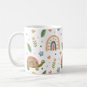 Hübsches Wasserfarbenschildkröten- und Regenbogenm Kaffeetasse