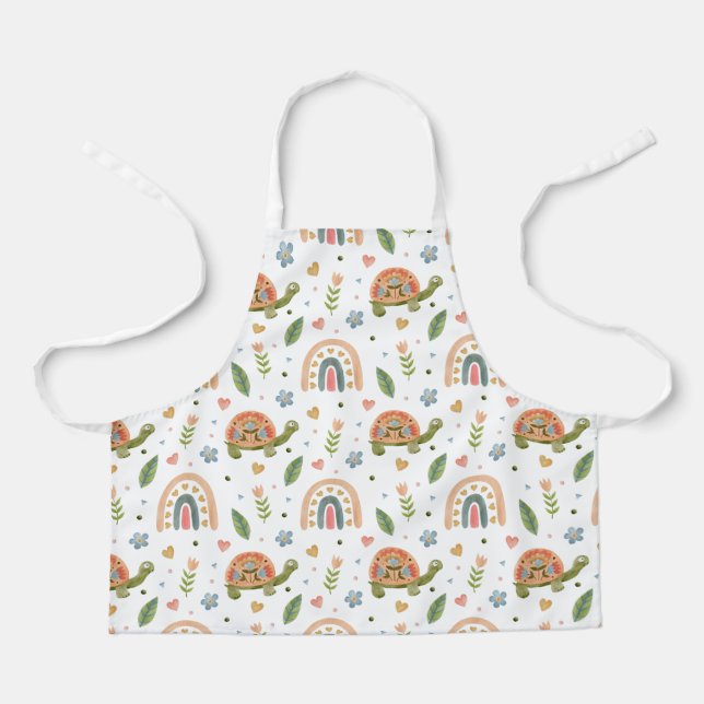 Hübsches Wasserfarbenschildkröten- und Regenbogenm Schürze (Vorderseite)