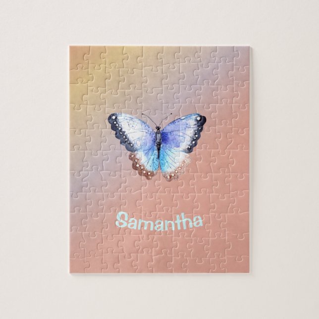 Hübsches Wasserfarbenschmetterling mit Namen Puzzle (Vertikal)