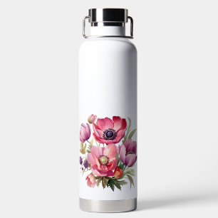 HÜBSCHES WASSERFARBPINK UND ROTE ANEMONPOPPIEN TRINKFLASCHE