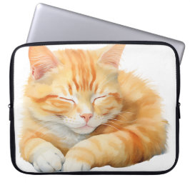 HÜBSCHES WASSERFARBSCHLAFEN ORANGE TABBY CAT LAPTOPSCHUTZHÜLLE