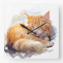 HÜBSCHES WASSERFARBSCHLAFEN ORANGE TABBY CAT