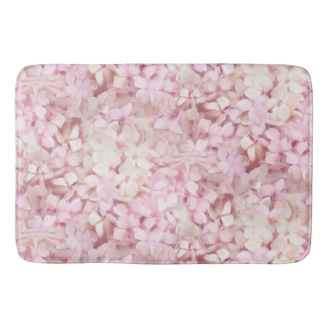 Hübsches Weibchen Moderne Blush Pink Hydrangea Flo Badematte (Vorderseite)