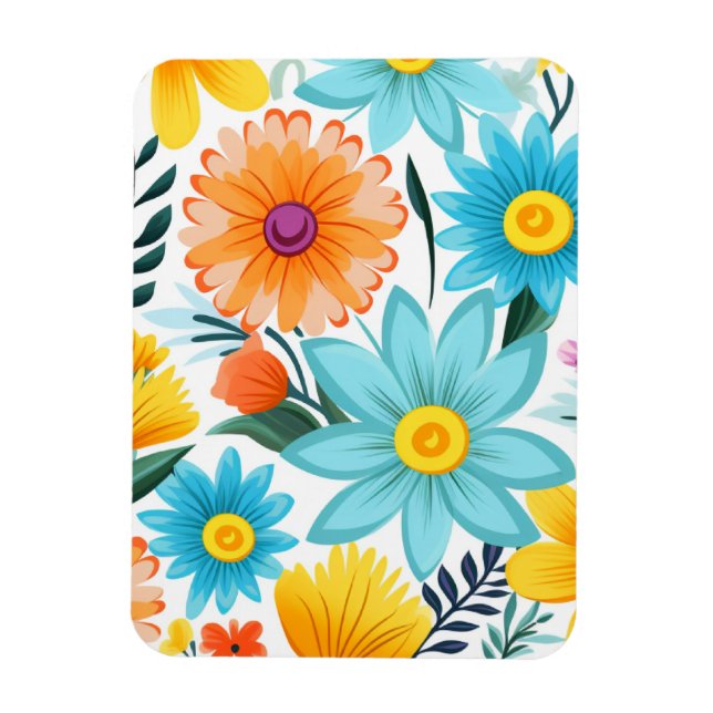 Hübsches Weibliches Blumenmuster Magnet (Vertikal)