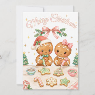 Hübsches Weihnachts-Lebkuchen-Pärchen-Keks Feiertagskarte