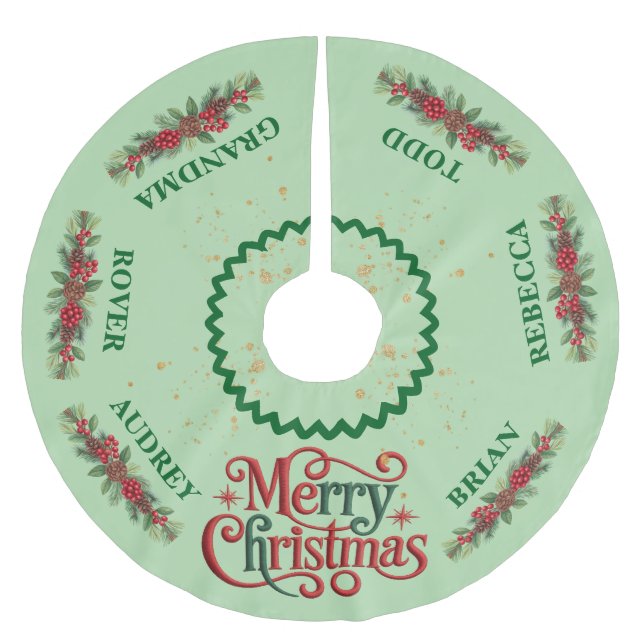 Hübsches Weihnachtsbaumrock mit Namen Polyester Weihnachtsbaumdecke (Vorderseite)