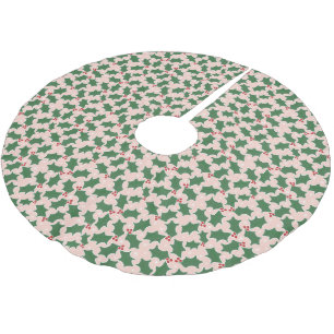 Hübsches Weihnachtsmuster mit Stechpalmenblättern Polyester Weihnachtsbaumdecke