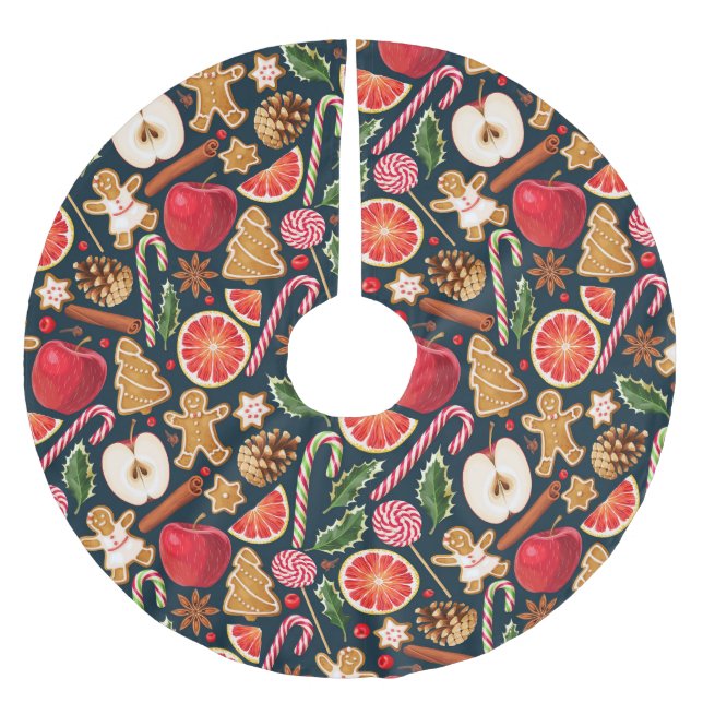 Hübsches Weihnachtsmuster Polyester Weihnachtsbaumdecke (Vorderseite)