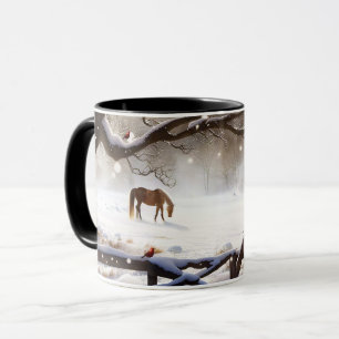 Hübsches Weihnachtspferd im Schnee Tasse