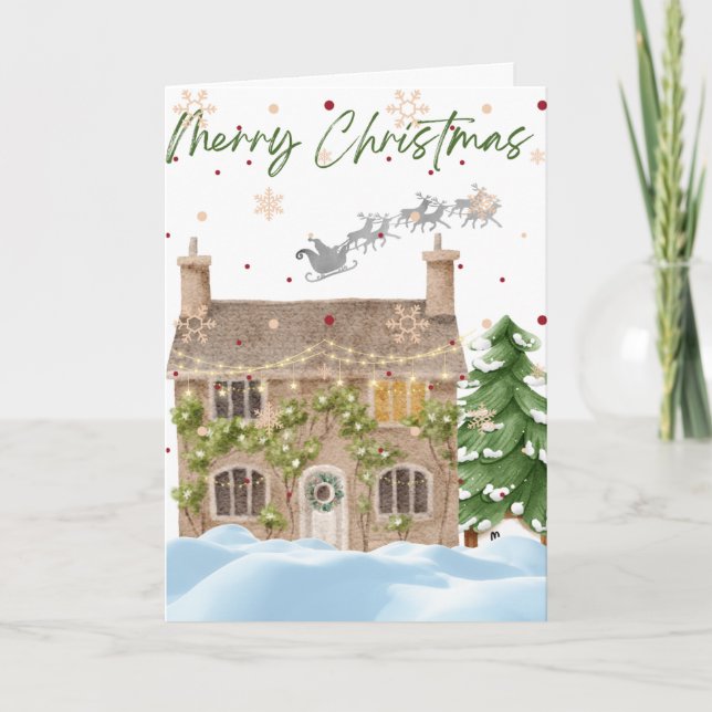 Hübsches Weihnachtsschneehaus Karte (Vorderseite)