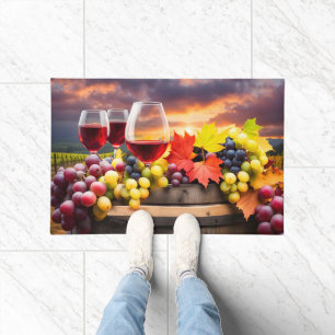 Hübsches Weinland mit Wein und Trauben Fußmatte