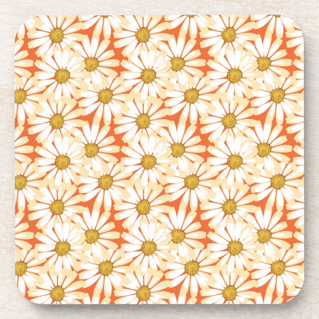 Hübsches weiße Gänseblümchen-Blumenmuster Untersetzer (Vorderseite)