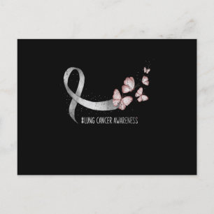 Hübsches Weißes Band unterstützt Lungenkrebs-Bewus Einladungspostkarte