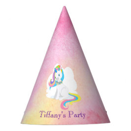 Hübsches Weißes Einhorn auf rosa Aquarellfarbe Partyhütchen