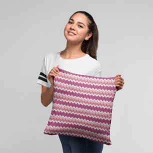 Hübsches weißes rosa Strickdesign Kissen