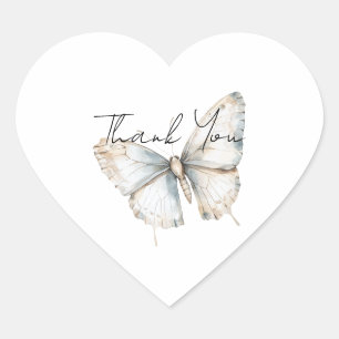 Hübsches White Blue Butterfly Brautparty Herz-Aufkleber
