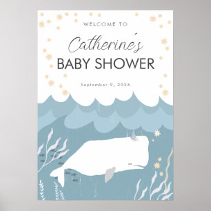 Hübsches White Whale Baby Dusche Schildkröte Poster