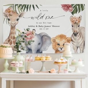 Hübsches Wild One Niedlich Safari Tiere Hintergrun Banner