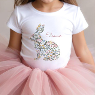Hübsches Wildblumen-Hasen-Oster-Frühlings-Name Kleinkind T-shirt