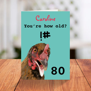 Hübsches Witzhähnchen 80. Geburtstagskarte Karte
