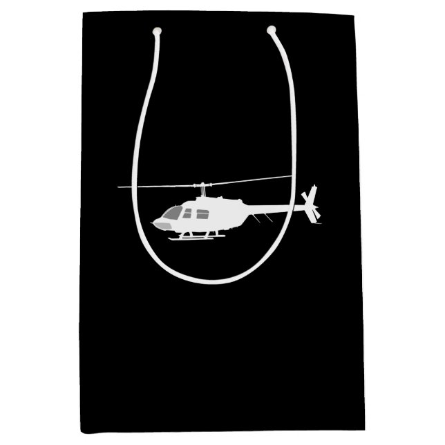 Hubschrauber-Chopper-Silhouette-fliegendes Mittlere Geschenktüte (Vorderseite)