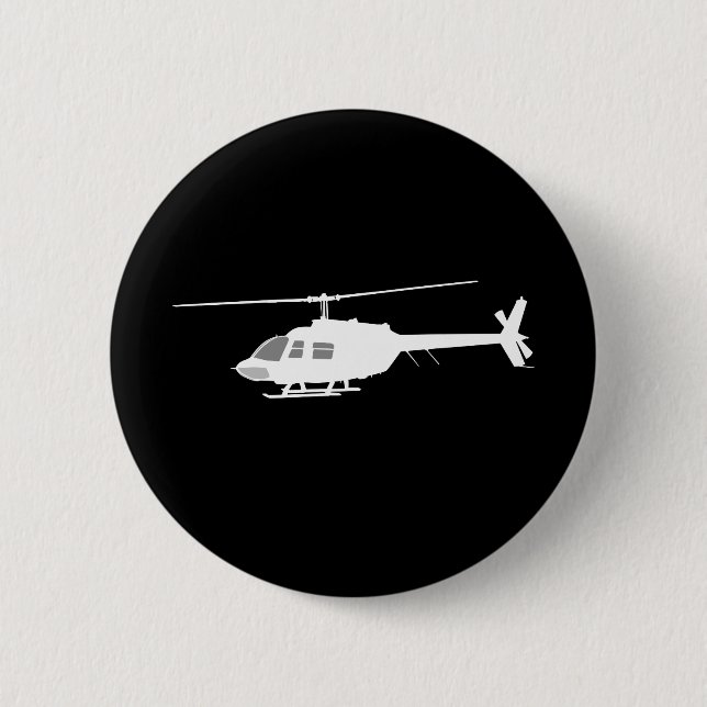 Hubschrauber Chopper Silhouette Flying Black Button (Vorderseite)