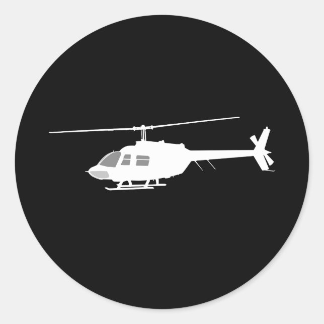 Hubschrauber Chopper Silhouette Flying Black Runder Aufkleber (Vorderseite)