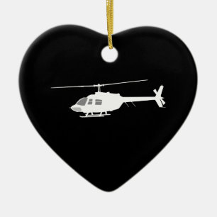Hubschrauber-Chopper-Silhouette Schwarz fliegen Keramikornament