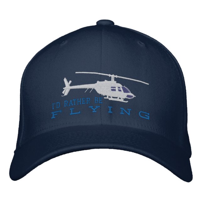 Hubschrauber-Chopper-Silhouette, statt zu fliegen Bestickte Kappe (Vorderseite)