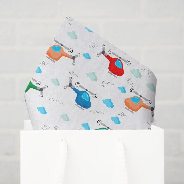 Hubschrauber Decoupage Seidenpapier (Geschenktüte)