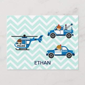 Hubschrauber der Polizei auf Zickzack Postkarte