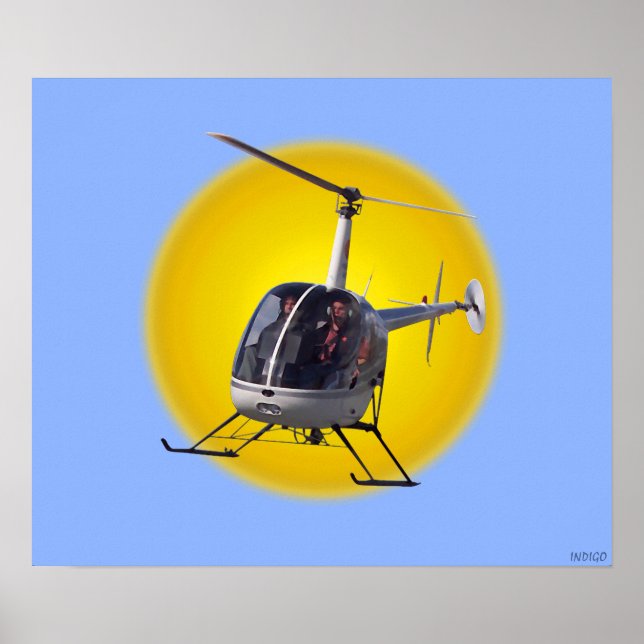 Hubschrauber druckt Coolen Chopper Pilot Druckplak Poster (Vorne)