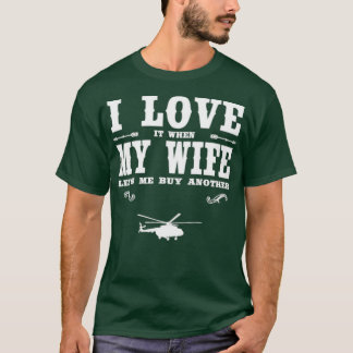 Hubschrauber I Liebe Meine Ehefrau Funny Helicopte T-Shirt