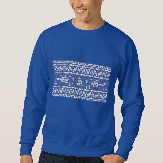 Hubschrauber-Luftfahrt-Weihnachtsmuster Sweatshirt (Vorderseite)