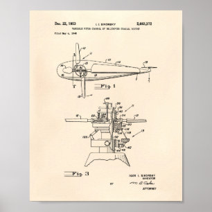 Hubschrauber Rotoren 1953 Patent Art Old Peper Poster