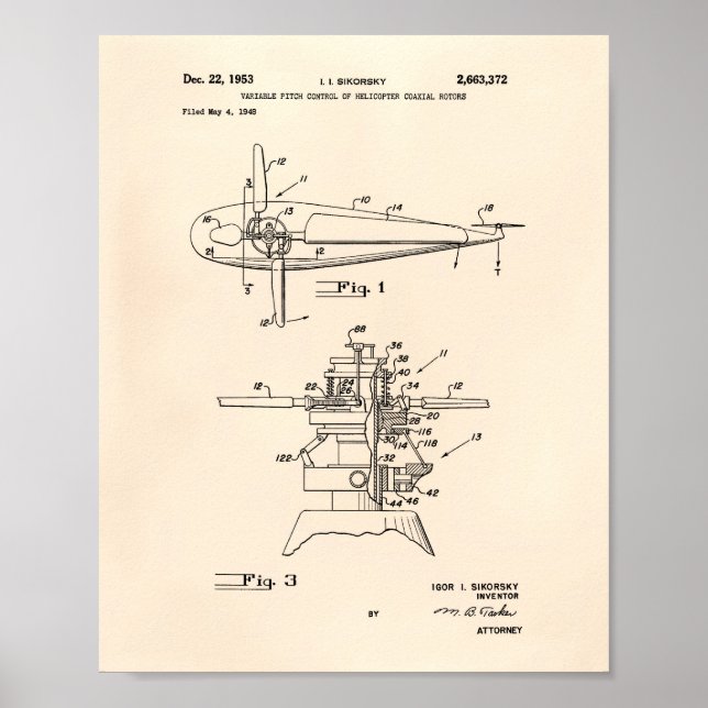 Hubschrauber Rotoren 1953 Patent Art Old Peper Poster (Vorne)