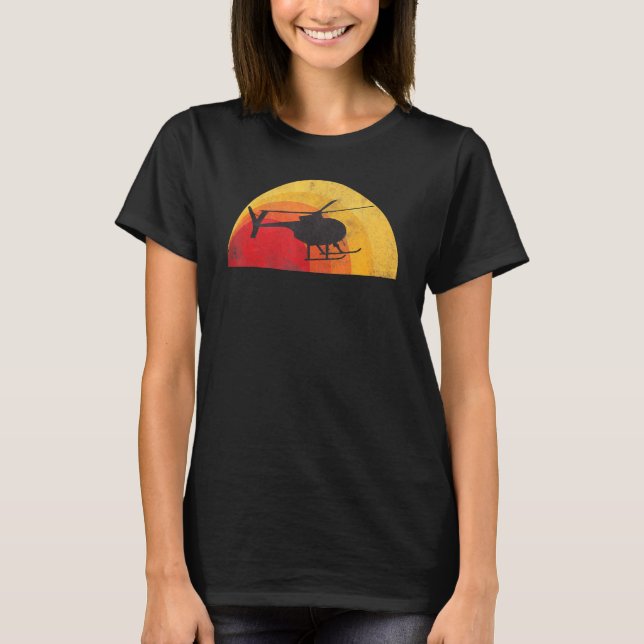 Hubschrauber-Silhouette Md 500 Sunset Pilot T-Shirt (Vorderseite)