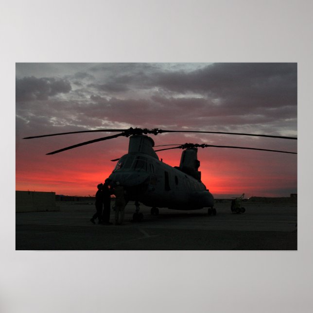 Hubschrauber Sunrise Poster (Vorne)