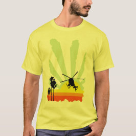 Hubschrauber und Sonnenuntergang T-Shirt