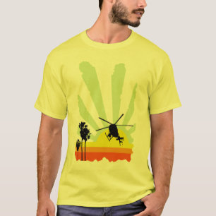 Hubschrauber und Sonnenuntergang T-Shirt