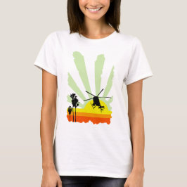 Hubschrauber und Sonnenuntergang T-Shirt