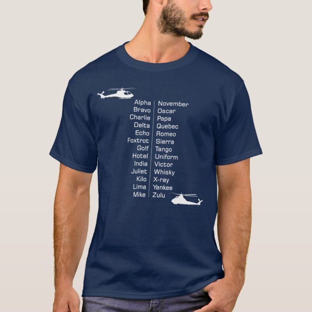 Hubschrauberpilot Phonetic Alphabet Choppers T-Shirt (Vorderseite)