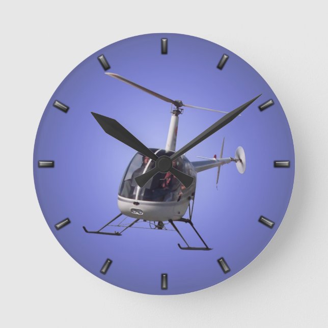 Hubschrauberuhr-Flughubschrauber-Uhrengeschenk Runde Wanduhr (Vorderseite)