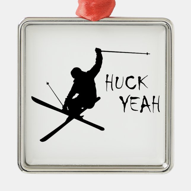 Huck Yeah (Ski) Silbernes Ornament (Vorne)