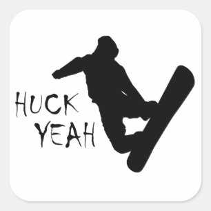 Huck Yeah (Snowboarden) Quadratischer Aufkleber