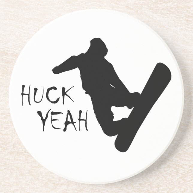 Huck Yeah (Snowboarden) Sandstein Untersetzer (Vorne)