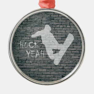 Huck Yeah (Snowboarden) Silbernes Ornament