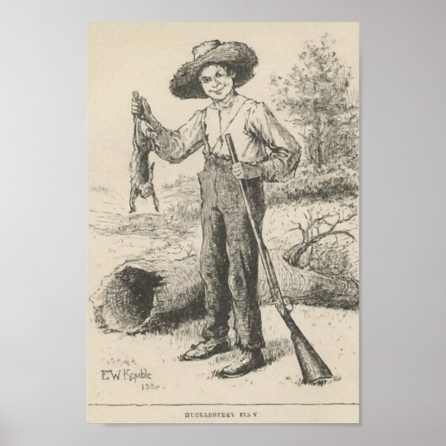 Huckleberry Finn Illustration Poster (Vorne)