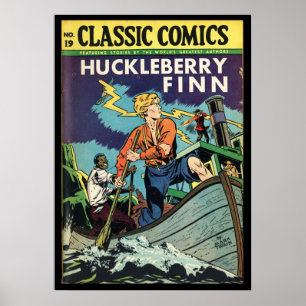Huckleberry Finn Mark Twain Comic Buchabdeckung Poster
