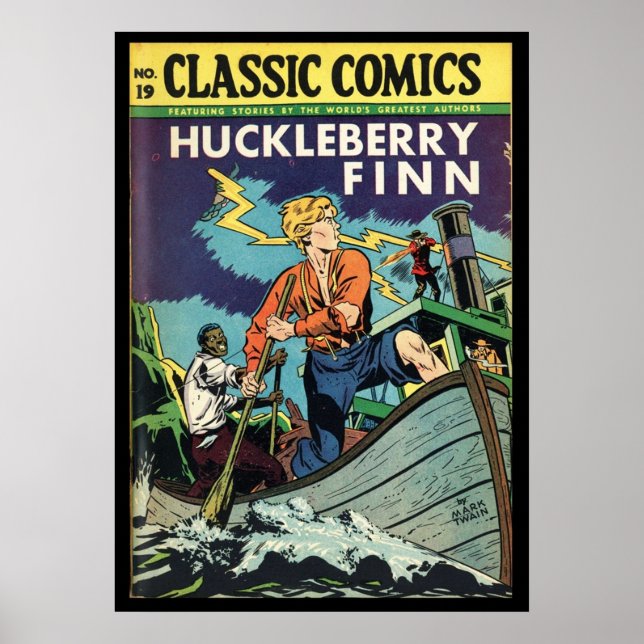 Huckleberry Finn Mark Twain Comic Buchabdeckung Poster (Vorne)